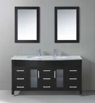 Double Mirrors Solid Wood bathroom cabinet