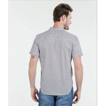 100% coton teints en fil Checker à manches courtes Chemises