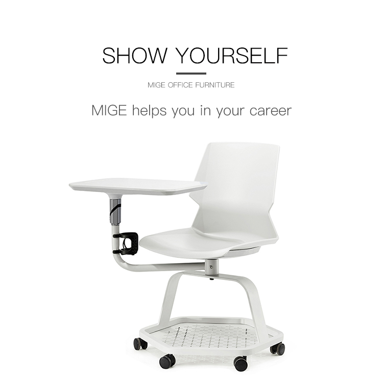 New Style Colorful Plastic Stuff Office Training Chair With Table