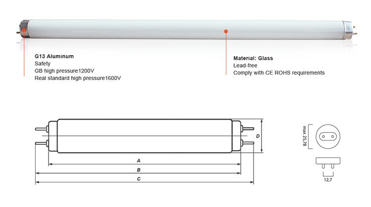 Aquarium LED fluorescent bulb - T8 18 watts