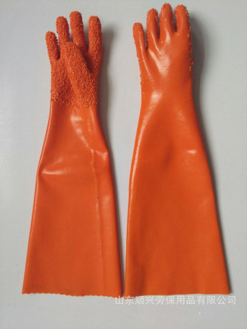 65cm long pvc coated gloves with chips