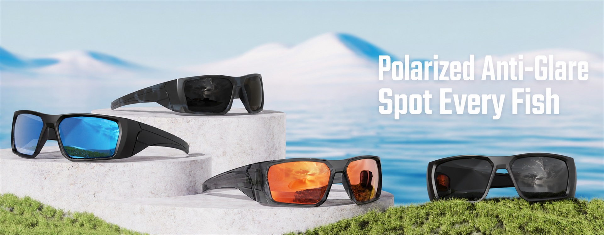 TR90 Wraparound Polarized Fishing Sunglasses ME2208-Fishing Lifestyle Scene TR90 Wraparound Polarized Fishing Sunglasses ME2208-Fishing Lifestyle Scene