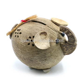 carving craft coconut shell Home Furnishing ornaments / Elephant saving pot