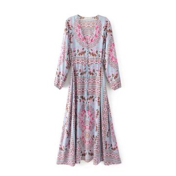 Long Dress For Women Flower Printing Loose Dress