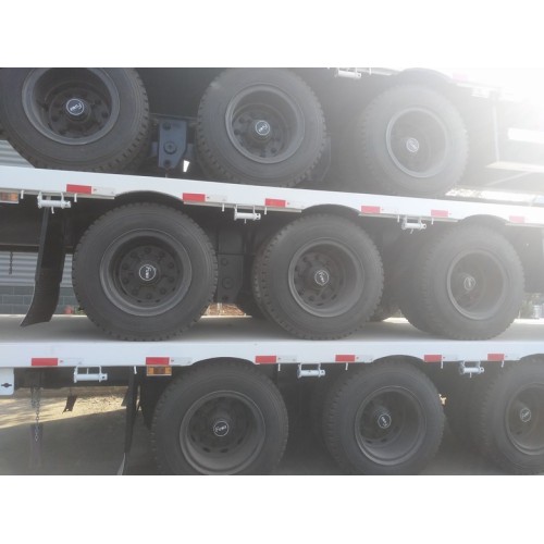 3 axle Flat Bed Truck Trailer with container