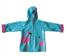 Baby Girls PU Rainwear Spring Flowers Raincoat Jacket