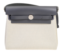 Beige mini canvas crossbody shoulder bag