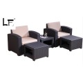 Set Sofa Taman Rotan Luar Cuaca Luar Dengan Armrest