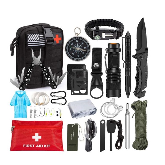 47 in 1 Professional SOS Tactical Survival Gear Tools First Aid Kit Emergency Survival Kit with Molle Pouch