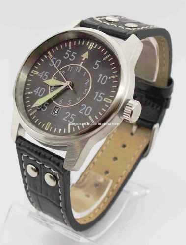 Black Dial Leather Watch (HAL-1241)