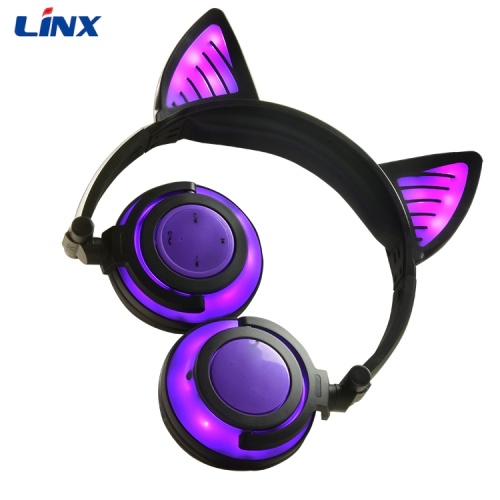 Holiday gifts children cat ear headphone with LED