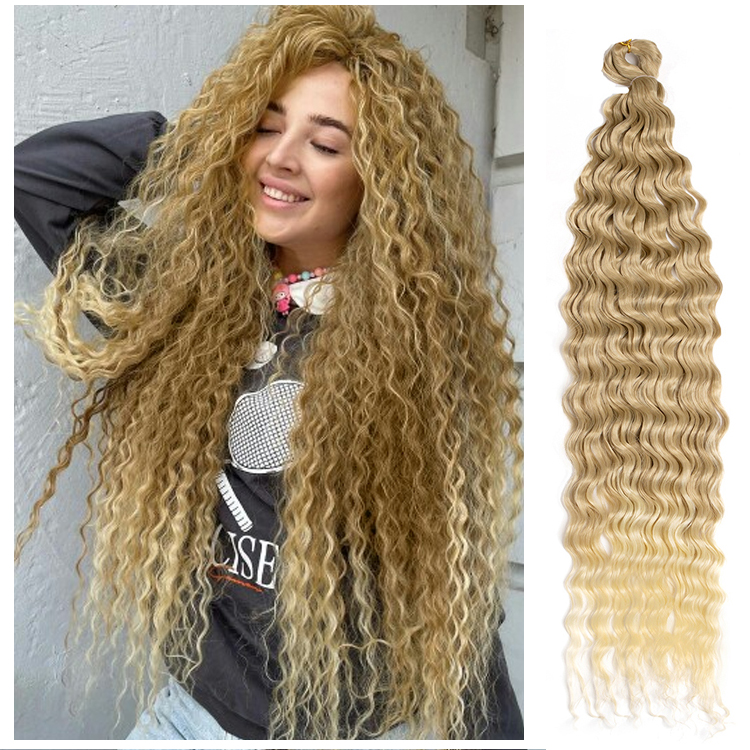 30 inch Synthetic Long Deep Wave Twist Crochet Braid Hair Extension Soft Natural Curly Deep Wavy Braiding Hair