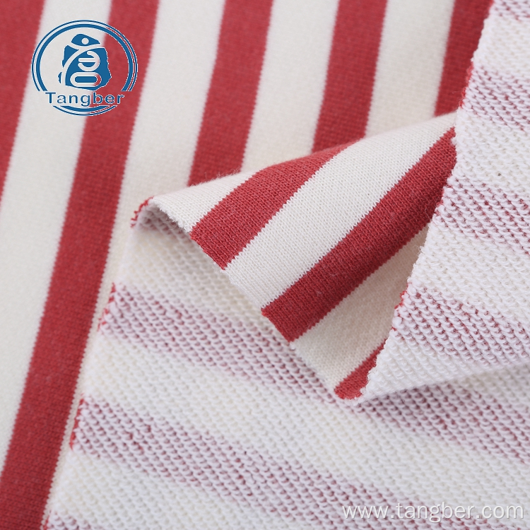 Knit 100% cotton stripe french terry fabric