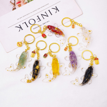Wholesale Custom Crushed Stone Epoxy Crystal Resin Keychains - Koi Fish Lucky Charms