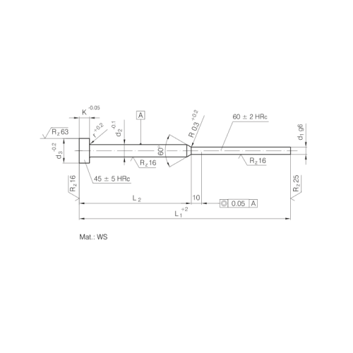 DIN1530 / ISO8694 Geharde uitwerppen met cilindrische kop