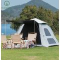 3-4 People Black Glue Camping Tent 4 Windows