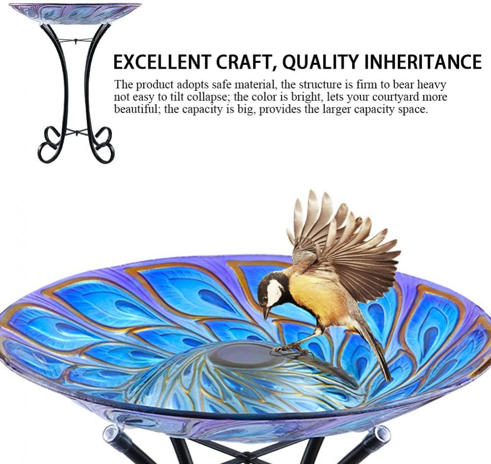 Décor de paon de bain d&#39;oiseau en verre extérieur