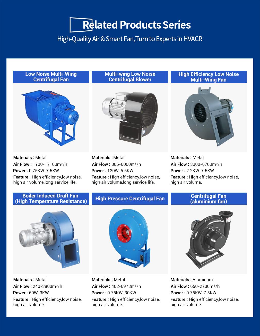 High Pressure Industrial Air Blower Fan - Low Noise Centrifugal Exhaust ...