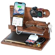 Walnut Phone Docking Station - Handmade Nightstand Organizer