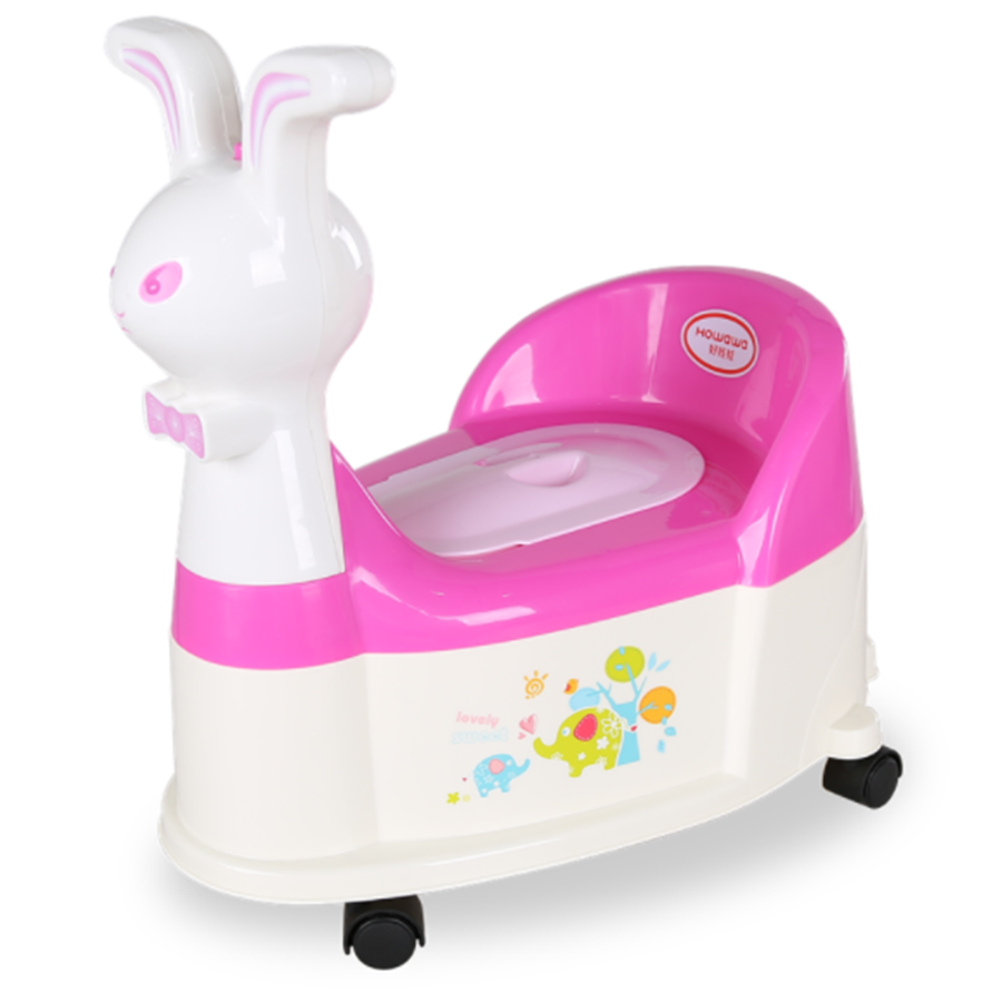 H8495 Rabbit Plastik Baby Potty Stul-g&#39;ildirakli