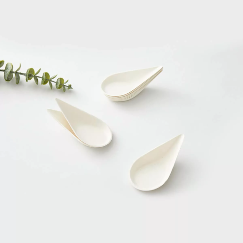 Green White Compostable Sugarcane Bagasse Taster Spoon