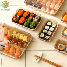 Eco-Friendly Sushi Takeaway Trays with Clear Lids