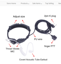 MIC speaker throat mic speaker K type waterproof type for Baofeng walkie talkie throat mic headset
