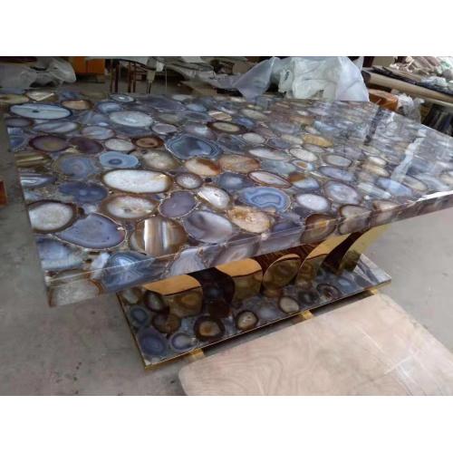 rectangle grey agate side table