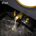 Golden Finished 3 Hole Hot Cold Brass Faucet