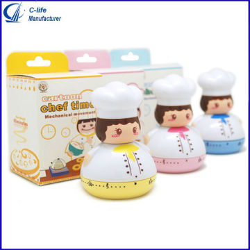 Cartoon Plastic Chef Timer Mechanical kitchen Timer 60 Minutes Countdown Timer