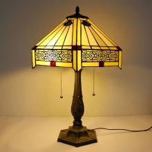 LongHuiJing Tiffany Lamp Yellow Hexagon Stained Glass Mission Style Lampshade