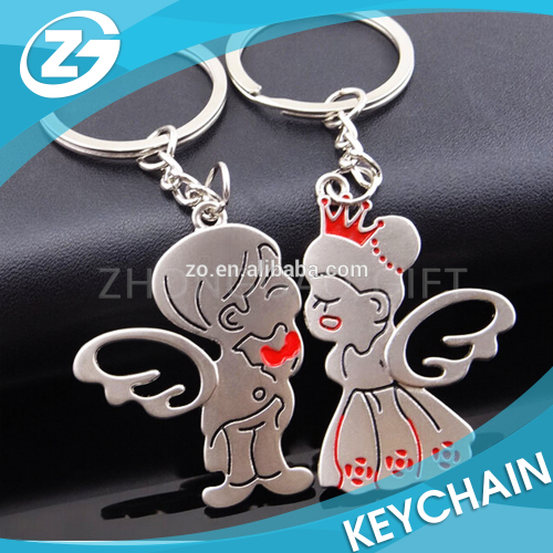 Factory Custom Design Logo Fashional Cute Personalized Popular Engrave Gift Metal Couple Keychain