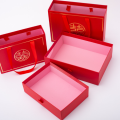 Red Wedding Gift Box with Handle Gold Foil