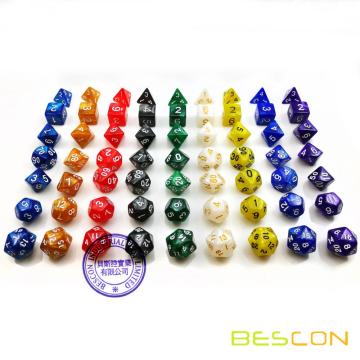 BESCON High Quality Marble Polyhedral Dice Set