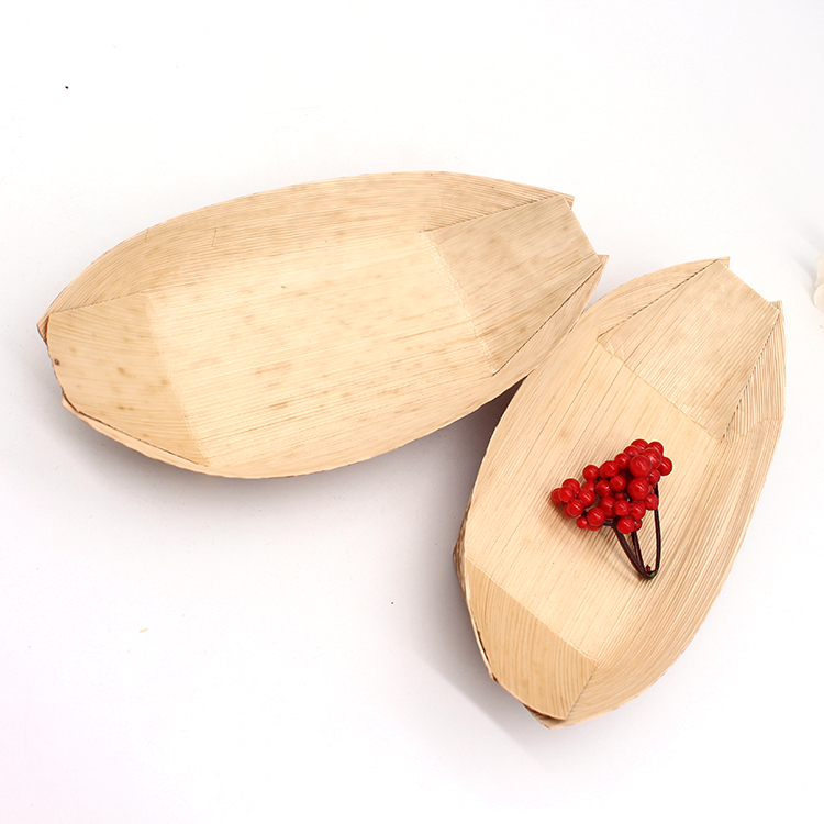 boat shape cheap Disposable bamboo dinner palm leaf plates