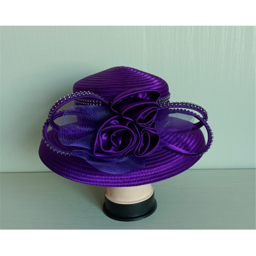 Polyester Stain Ribbon Big Brim 100% Church Hat