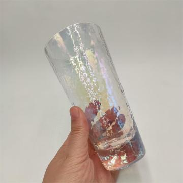 Hammer finish pearl effect highball glass