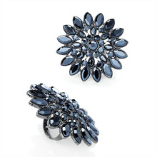 Large Blue Flower Ring Diamond Ring