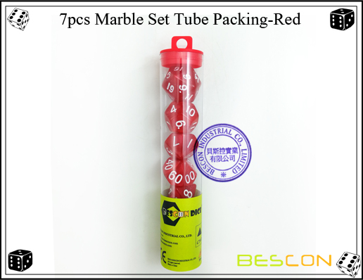 7pcs Mármol Set Tube Embalaje-Rojo 7pcs Marble Set Tube Packing-Red