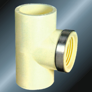 DinPn16 Water Supply Upvc Thread Tee Steel Ring