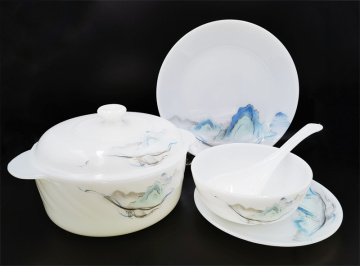 Elegant Ink Floral Opal Glass Steamer