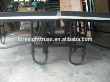 Strong folding stages with adjustable risers