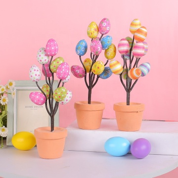 Cross-Border 2024 Easter Decor: Cartoon Printed Egg DIY Table Decoration in Simulation Easter Egg Pot