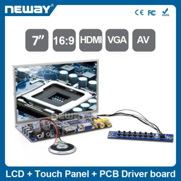 7'' widescreen 16:9 controller board LCD USB Touch screen VGA