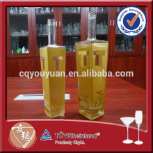 Empty White Cork Top Vodka Glass Bottle Square Base Bottle For Vodka 750ML