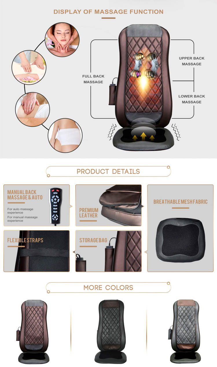 COMTEK Portable Massage Cushion Factory Supply Superior Quality Neck Shiatsu Back Stretch Heat Function RK988