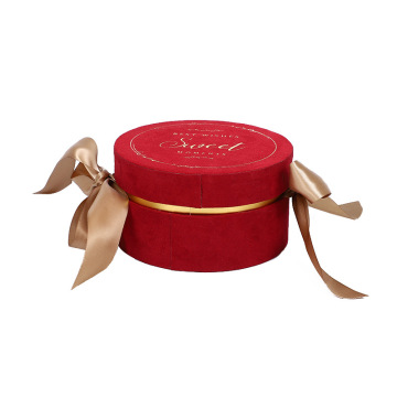 Wedding Door Gift Chocolate Round Velvet Red Box