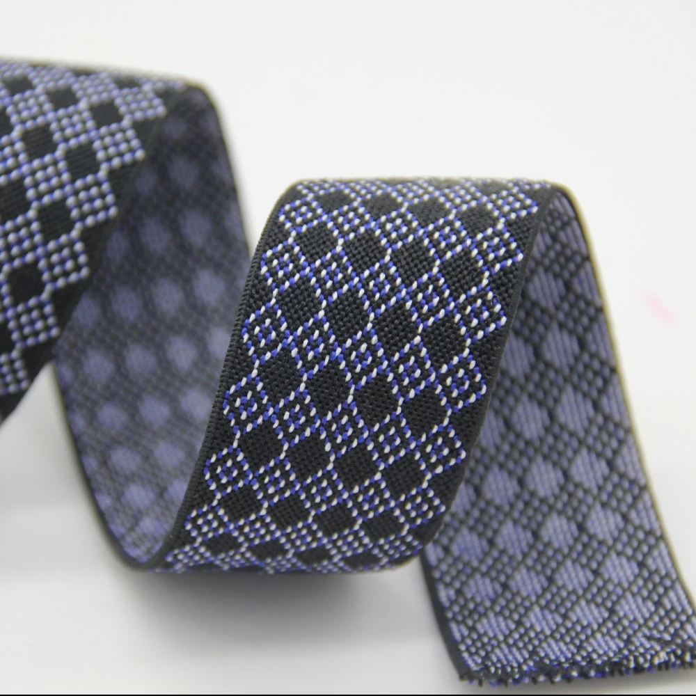 Fashion Design Jacquard Elastic Webbing, Polyester / Nylon / Cotton Elastic Ribbon / Strap for Belt