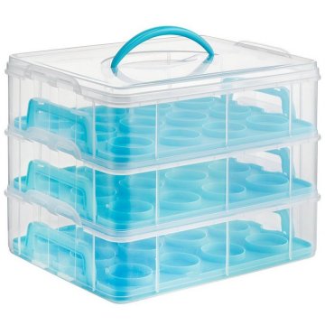 Cupcake Carrier | Cupcake Holder | Store up to 36 Cupcakes or 3 Large Cakes | Stacking Cupcake Storage Container