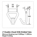 Double J Hook With Welded Tube 50mm Width